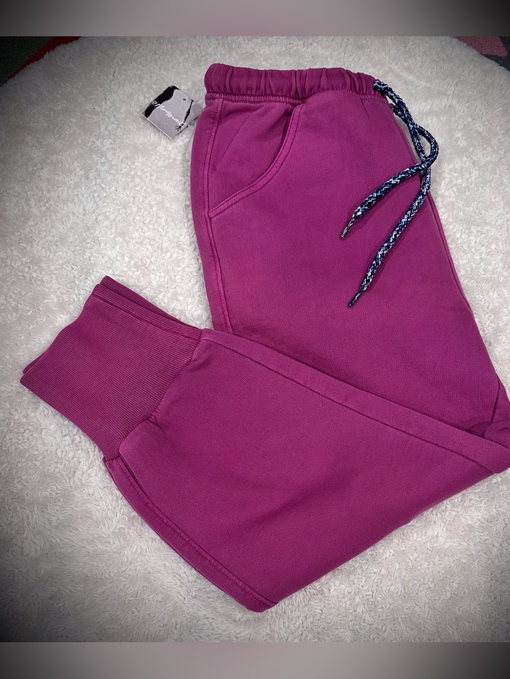 Free People Magenta Sweat Joggers with Contrast Drawstring